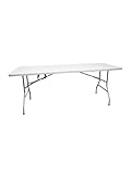 Jardin202 - Mesa Plegable Rectangular 180x70x74cm Blanca Catering | Mesa Resina con Patas de Acero Plegable para Eventos y terrazas | Unidad (Blanca)