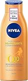 NIVEA Q10 Loción Corporal Reafirmante + Autobronceadora (400 ml), crema hidratante corporal con coenzima Q10, crema bronceadora para tono de piel claro a medio