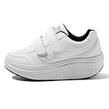 JOMIX Zapatillas Deportivas Mujer Basculantes Zapatos Mecedores Cómodos Adelgazar Caminata Jogging Fitness, 03 Blanco, 38 EU