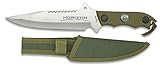 Cuchillo Horizon Satin Hoja 18 cm para Caza, Pesca, Camping, Outdoor, Supervivencia y Bushcraft Albainox 32104 + Portabotellas de regalo