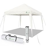 VOUNOT Gazebo Plegable Cenador 3x3 m con Bolsas de Arena, Pabellon de Jardin Pop Up, Blanco