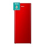 Hisense RR220D4BRE - Frigorífico Una Puerta, Congelador Freeze Zone, 165 L de capacidad, 128 cm alto, Class E, Botellero, Cycle Defrost (Cíclico), Cajón Frutas Y Verduras, Color Rojo (Nuevo)