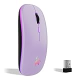 TQQ Raton ​Inalambrico Recargable, Ratón Retroiluminado de 7 Colores con Mini Receptor USB de 2,4 GHz, Raton Gaming, Compatible con Laptop, PC, Ordenador, Chromebook, Notebook (Purple)