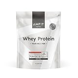 Marca Amazon - Amfit Nutrition Proteína de suero en polvo con sabor a batido de fresa, 75 porciones, 2.27 kg (Paquete de 1)