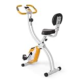 Ultrasport F-Bike 200B,entrenador bicicleta, bicicleta estática plegable,con respaldo,computadora entrenamiento LCD, peso máximo110 kg,medició frecuenci cardíaca,8 niveles resistencia, Naranja/Blanco