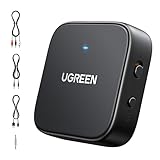 UGREEN Transmisor Receptor Bluetooth 5.2 2 en 1 Adaptador Bluetooth AUX Jack 3.5mm y RCA Audio inalámbrico con Micrófono Incorporado para TV Coche PC Altavoz Amplificador Auriculares Bluetooth