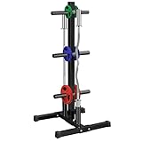 Yaheetech Soportes para Discos Olimpicos Estante para Barras de Musculacion Soporte Pesas y Mancuernas Ajustable Árbol de Disco Capacidad de 400 kg 113.3cm