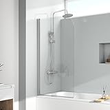 EMKE Mampara de ducha para bañera, 70 x 140 cm, mampara de ducha para bañera, mampara de ducha de 6 mm, cristal de seguridad