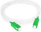 Cable de Fibra Óptica para Router - Latiguillo Monomodo FTTH - 9/125 OS2 - SC/APC-SC/APC Simplex - Compatible 99% Operadores Movistar Jazztel Vodafone Orange Amena Masmovil Yoigo (Blanco 1M)