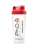 PhD Nutrition Coctelera de proteínascon con Bola 600ml - Coctelera a Prueba de Derrames y Apto para Lavavajillas, Ideal para Batidos de Proteínas Sin Grumos