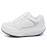 IF Zapatillas de deporte basculantes correr deportivas gimnasia zapatillas cómodas para caminar balancín fitness bienestar adelgazante cómodas para mujer, 07 Blanco Ajuste estrecho, 38 EU Stretta