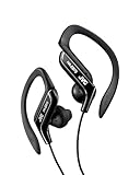 JVC HA-EB75-BN-U Auriculares Deportivos con Clip Regulable, Ajuste Seguro 5 Posiciones, Resistente a Salpicaduras, Sonido Potente con Graves, Cable 1,2m Forma de L Compatible con Smartphone