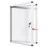 SwanSea Tablón de anuncios magnético para 4 Hojas A4, Vitrina de anuncios magnética con cerradura, Puerta de Aluminio, 67 x 50 cm (4 x A4)