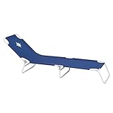 LOLAhome Tumbona Playa Plegable Hierro de 24x186x53 cm (Azul Marino)