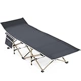 Yaheetech Cama de Camping Plegable Camas de Campamento Portátil para Dormir 186x66x52cm con Bolsillo Lateral para Playa Senderismo Viajes Escalada Interior y Exterior Carga Máxima 150kg Gris