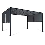 IDMarket – Pérgola o cenador de jardín, 3 x 4 m, con 2 lonas deslizantes, color gris antracita