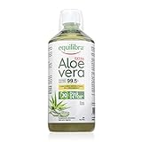 Equilibra Suplementos Dietéticos, Aloe Vera Extra 99,5%, Suplemento de Aloe Vera para Beber Puro o Diluido, Sin Aloína, Detox, Pulpa Pura, Sin Agua Añadida, Producto Vegano, Sin Gluten, 1 Litro