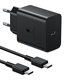 Cargador Samsung Carga Rapida 45W Cargador Rapido Samsung con 2M Cable VNOOK Cargador USB C para Samsung Galaxy S24/S23/S22/S21 Ultra/S20/S20+/Note 20/10/9/8/A73/A53/A52, Tipo C Cargado Cabezal Negro