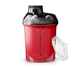 Protein Shaker Protein Shake Deluxe 400 ml Nano - batidor de proteínas a prueba de fugas, sin BPA con tamiz y escala para batidos cremosos de proteína de suero de leche en polvo - rojo negro