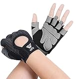 WESTWOOD FOX Guantes de Fitness, Guantes de Entrenamiento Transpirables para Hombre y Mujer, Guantes de Levantamiento de Pesas, Culturismo, Gimnasio, Ejercicio (Negro, M)