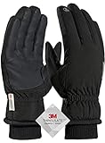 Guantes Invierno Hombre, Guantes Sin Dedos Gimnasio Mujer, Guantes Termicos Hombre, Guantes Tactiles Trabajo Calefactables Moto Frio Senderismo y Ocio al Aire Libre, Guantes Esqui Hombre - Negro L