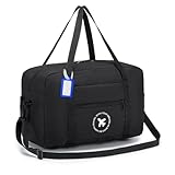 BAGZY Maleta 40x20x25 cm Ryanair Bolso de Viaje Cabina Plegable Neceser Mano Bolsa de Hombro, Gimnasio, Deportiva (Negro)