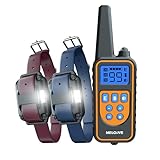 Meloive Collar de Adiestramiento Dos Perros, Recargable y Resistencia al Agua de IPX67 con un Alcance de 2300m con 99 Niveles de Modo de Vibración, Advertencia de Sonido, Luz y Modo E.