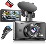 Dashcam Frontal 2K, Dash CAM Coche QHD, Camara Vigilancia Coche con Tarjeta SD de 64 G, Pantalla IPS de 3', Visión Nocturna, WDR, Gran Angular de 170°, Grabación en Bucle, Sensor G