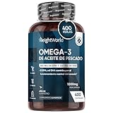 Omega 3 1000mg DHA y EPA - 400 Cápsulas Blandas | Más de 1 Año de Suministro | Perlas de Aceite de Pescado de Alta Potencia - Contribuye al Funcionamiento Normal del Corazón | Keto, Sin Gluten