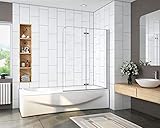 Mamparas de Bañera Plegable Biombo de Baño Abatible, 6 MM Cristal Templado Antical 100x140cm