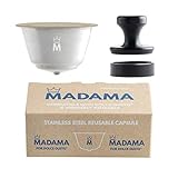 Madama - Cápsulas recargables y reutilizables compatibles con Dolce Gusto. Acero inoxidable y silicona apta para alimentos. 100% fabricado en Italia. Paquete de una cápsula