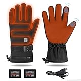 ANKBOY Guantes Calefactables Invierno Esquí Hombres Moto Calefacción Guantes con 4000 mAh Batería Recargables Táctil Pantalla Impermeables 3 Grados de Temperatura para Senderismo Bicicleta