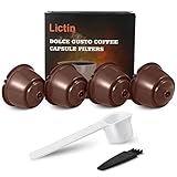 Lictin 4 Pack Cápsulas Filtros de Café Recargable Reutilizable para Cafetera Dolce Gusto Resistente Más de 200 Usos de Sustitucion de Cápsula, color Marrón