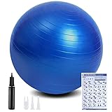 flintronic Fitness Pelota de Ejercicio, 55cm Fitball, Pilates, Embarazo y Sentarse,Equilibrio, Entrenamiento （ Incluye Caja de Color,Manual de Instrucciones,Bomba de Aire,Azul 55cm