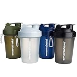 Smartshake Lite 4-Pack Protein Shaker Bottle 400 ml | 13.5 oz - Leakproof Screw-on Lid - BPA Free – Unisex - (Mist Grey, Army Green, Black, Navy Blue)