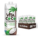 Vita Coco Agua de Coco Prensada (Pack de 6 x 1L) Hidratante Natural con Electrolitos, Vitamina C, Potasio y Sin Gluten - Sabor Coco 6x1000ml