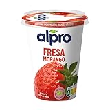 Alpro Yogur Fermentado a Base de Soja con Sabor a Fresa, sin Gluten, sin Lactosa, Calcio y Vitaminas B2, B12 y D2 Añadidas, 400 g