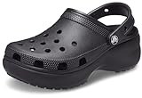 Crocs Classic Platform Clogs - Zuecos para mujer con suela elevada, Negro, 39/40 EU