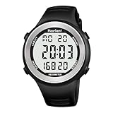 Hearkent Reloj podómetro Resistente al Agua para Personas Mayores sin Bluetooth, sin Necesidad de aplicación, con Contador de Pasos, calorías y números Grandes LCD (Negro)