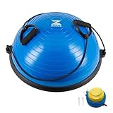 ZELUS 58CM Pelota de Equilibrio Inflable con 1 Bomba de Pie Media Pelota Equilibrio con 2 Bandas de Fitness Pelota de Pilates para Ejercicios de Entrenamiento