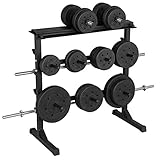 Yaheetech Soporte para Barras de Pesas Discos 28mm Soporte Mancuernas y Discos Estante de Barbell Carga MAX.300 kg