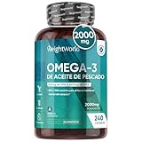 Omega 3 2000mg de Concentración 240 Perlas de Aceite de Pescado (660mg EPA + 440mg DHA) - Ácidos Grasos Omega 3 de Alta Potencia para Salud Cerebral, del Corazón y de la Presión Sanguínea para 4 Meses