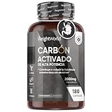 Carbón Activado 2000mg - 180 Cápsulas | Para Gases e Hinchazón Adultos, Detox y Limpiar el Organismo | Carbón Vegetal Activado de Alta Potencia, Origen 100% Natural | Vegano, Keto y Sin Gluten