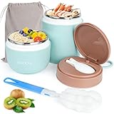 JOLIGAEA Termo para Comida, 800ML Taza de Cereales y Yogurt para Llevar de Doble Capa con Cuchara, Termo Comida Caliente, Termos para Comida de Acero Inoxidable para Escuela, Oficina, Viajes, Azul