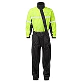 JDC Traje Impermeable Moto Lluvia Sobre Traje 1PC 1 Pieza - Shield - Amarillo/Negro - L - Largo Regular