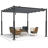 VOUNOT Pérgola Autoportante con Techo Retráctil 3x3m, Carpa Cenador Estructura Metálica, Lona Corredera Poliéster 180g/m², Refugio Pabellón de Jardín Diseño Elegante para Terraza Patio Exterior Gris