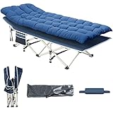 YITAHOME Camas de Camping Plegables para Adultos, Cama de Campamento Resistente y Resistente con colchón Extra Grueso, Cuna de Dormir de Tubos más Gruesos para Oficina de Viajes al Aire Libre, Azul