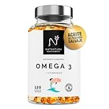 Omega 3 máxima concentración EPA – DHA. Ácidos grasos Omega 3 (2000 mg) + Vitamina E a base de aceite de pescado salvaje. 120 perlas blandas