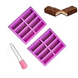 Naisfei 2 moldes rectangulares de silicona, chocolate cereales Muesli Barritas Energéticas Molde 8 cavidades rectangular grande molde de horno de silicona para mantequilla Muffin