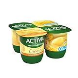 Activia Yogur Cremoso Mango -Probióticos naturales, sin glúten y con 0% azúcares - Pack: 4x115g